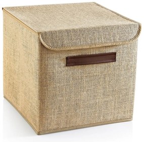 Világosbarna fedeles juta tárolódoboz 30x30x30 cm – Mioli Decor