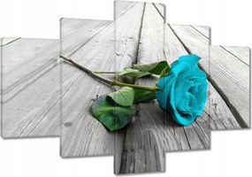 Vászonkép 120x80 Kék rózsa a deszkákon