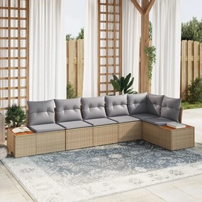 6 darabos kerti kanapé szett párnákkal, bézs poli rattan acacia