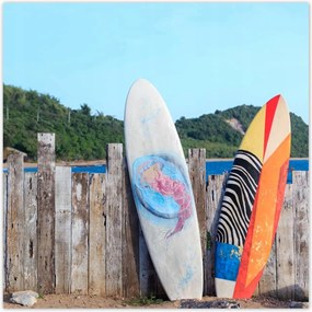 Poszterek 100x100 Szörfdeszkák a tengerparton