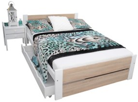 HERMA ágy + matrac + ágyrács AJÁNDÉK, 120x200, sonoma/fehér