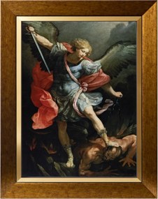 Mihály Arkangyal Szakrális Vászonkép Arany Díszkeretben 30X40