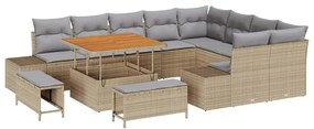 vidaXL Kerti Kanapé Szett párnával tárolóval 12 pcs Bézs Poli rattan
