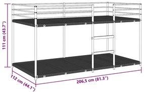 fehér acél emeletes ágy matrac nélkül 107 x 203 cm