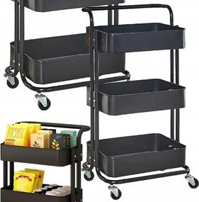 Konyhai Polc Fürdőszoba Gurulós Kocsi 3 Szintes Fém Rendszerező