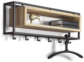 Fekete-natúr színű fém fali fogas polccal 78 cm School – Spinder Design