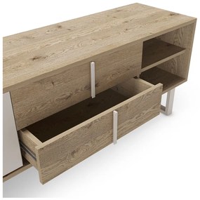 Szürke-natúr színű TV-állvány tölgyfa dekorral 180x51,5 cm Millay – Marckeric