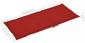 6 db piros szövet kerti magas háttámlájú székpárna 120x50x3 cm