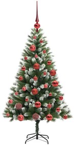 Műanyag csuklós karácsonyfa bolyhos hóval Zöld és fehér 120 cm