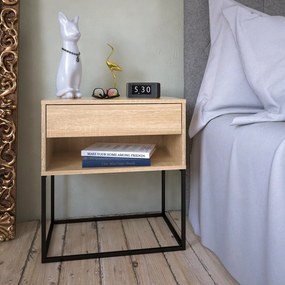 Éjjeliszekrény/kisasztal, sonoma tölgy/fekete, ARTI TYP 2
