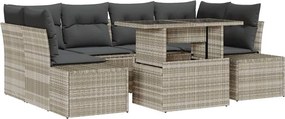 vidaXL Kanapé Szett párnával 7 pcs Világosszürke polirattan