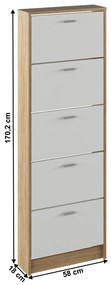 Cipőtároló (cipősszekrény) Mobby  15 (szonoma tölgy + fehér). 1065339