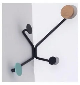 Hook fekete fali akasztó sarokba, mentazöld részletekkel - Gazzda