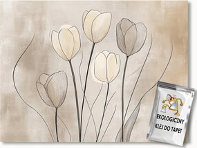 Fotótapéta Flizelina Grafika Rajz Virágok Tulipánok Boho 416x254 ragasztó