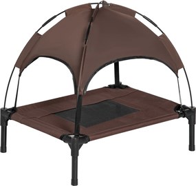 PawHut Emelt Kutyaágy Napernyővel, Kutyaágy, Kültéri Kutyalakóhely Tetővel, Lélegző Taft Szövet Kézi Káposztával, 61 x 46 x 62 cm | Aosom