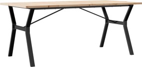 vidaXL tömör fenyőfa és acél étkezőasztal Y-vázzal 180x90x75,5 cm