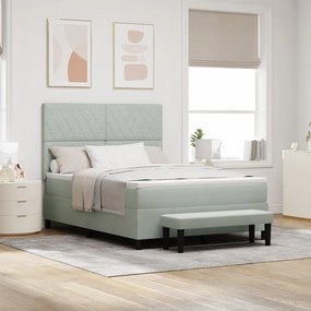 Box Spring Ágy Matraccal és Paddal Világosszürke 140x190 cm Bársony