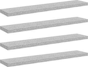 vidaXL 4 db betonszürke MDF lebegő fali polc 120 x 23,5 x 3,8 cm
