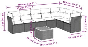 8 részes bézs polyrattan kerti ülőgarnitúra párnával