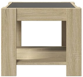 sonoma tölgy szerelt fa dohányzóasztal LED-del 53 x 53 x 45 cm