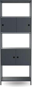 Iratrendező polc zárható szekrénnyel, irodai, nyitott polcok, fém antracit, 800x2200x400 mm: ARIEL