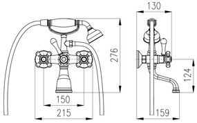 RAV Slezák MK159.5/2SM - MORAVA RETRO kádszett csapteleppel, antik sárgaréz