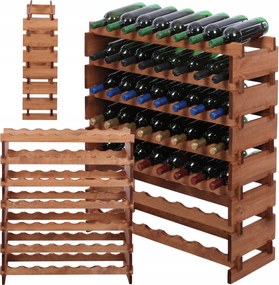 56 palackos könyvespolc 7x8-as moduláris bortartó állvány szerszám nélkül összecsukható fenyő