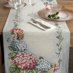 Hortenzia mintás gobelin asztali futó Szürke 45x140 cm