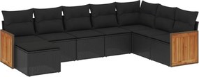vidaXL 8 részes fekete polyrattan kerti ülőgarnitúra párnákkal
