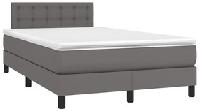 szürke műbőr rugós és LED-es ágy matraccal 120x190 cm