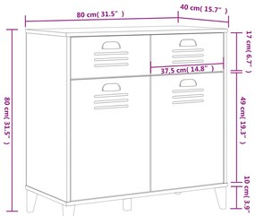 VIKEN antracitszürke szerelt fa tálalószekrény 80 x 40 x 80 cm