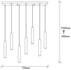 Kábeles csillár TEMPO 7xE27/40W/230V aranyszínű