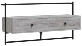 szürke sonoma színű szerelt fa fali TV szekrény 100,5x30x51 cm