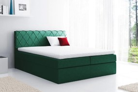 Perez kényelmes kárpitozott ágy 180x200, zöld + TOPPER