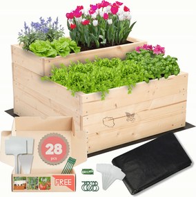 Magasított ágyás zöldséges fa emeletes virágtartó 36x60x60 öko