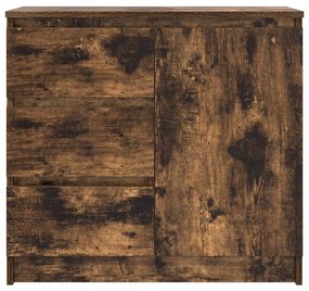 füstölt tölgy szerelt fa tálalószekrény fiókos 71x35x65 cm