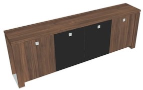 Verno+ alacsony szekrény 260 x 46 x 90 cm, kombinált ajtó, dió / fekete