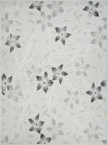 Boho szőnyeg 200x300cm nappaliba, puha krémszürke 3D virágmintás