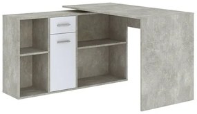 CARROLL sarokíróasztal beton/fehér színben, 121 cm