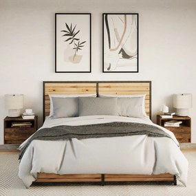 2 db sonoma tölgy színű fali éjjeliszekrény LED-világítással