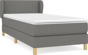 vidaXL sötétszürke szövet rugós ágy matraccal 90 x 200 cm