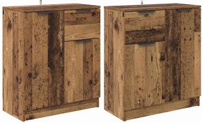 vidaXL Oldalszekrények fiókkal 2 pcs Öreg fa 60 x 30 x 70 cm Faanyag