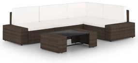 vidaXL 5 részes barna polyrattan kerti ülőgarnitúra párnákkal