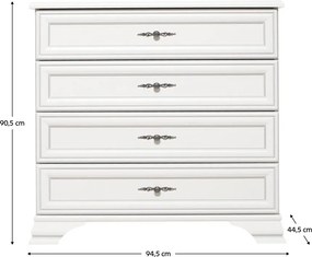 Komód, alpesi fehér, KENTAK KOM4S