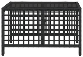 3 részes fekete polyrattan kerti sarokkanapé garnitúra párnával