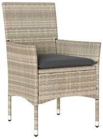 vidaXL 7 részes szürke polyrattan/üveg kerti étkezőgarnitúra párnákkal