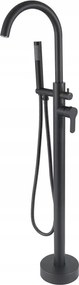 Kádtöltő csaptelep szabadonálló Wezer EKO19A-09-BLACK zuhanyszettel