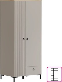 Szekrény, szürkésbarna Taupe/silverjack tölgy, DOMCA 2D1S