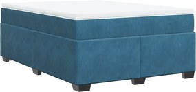 vidaXL sötétkék bársony rugós ágy matraccal 140x190 cm