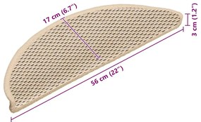 15 db szizál hatású berber öntapadó lépcsőszőnyeg 56x17x3 cm